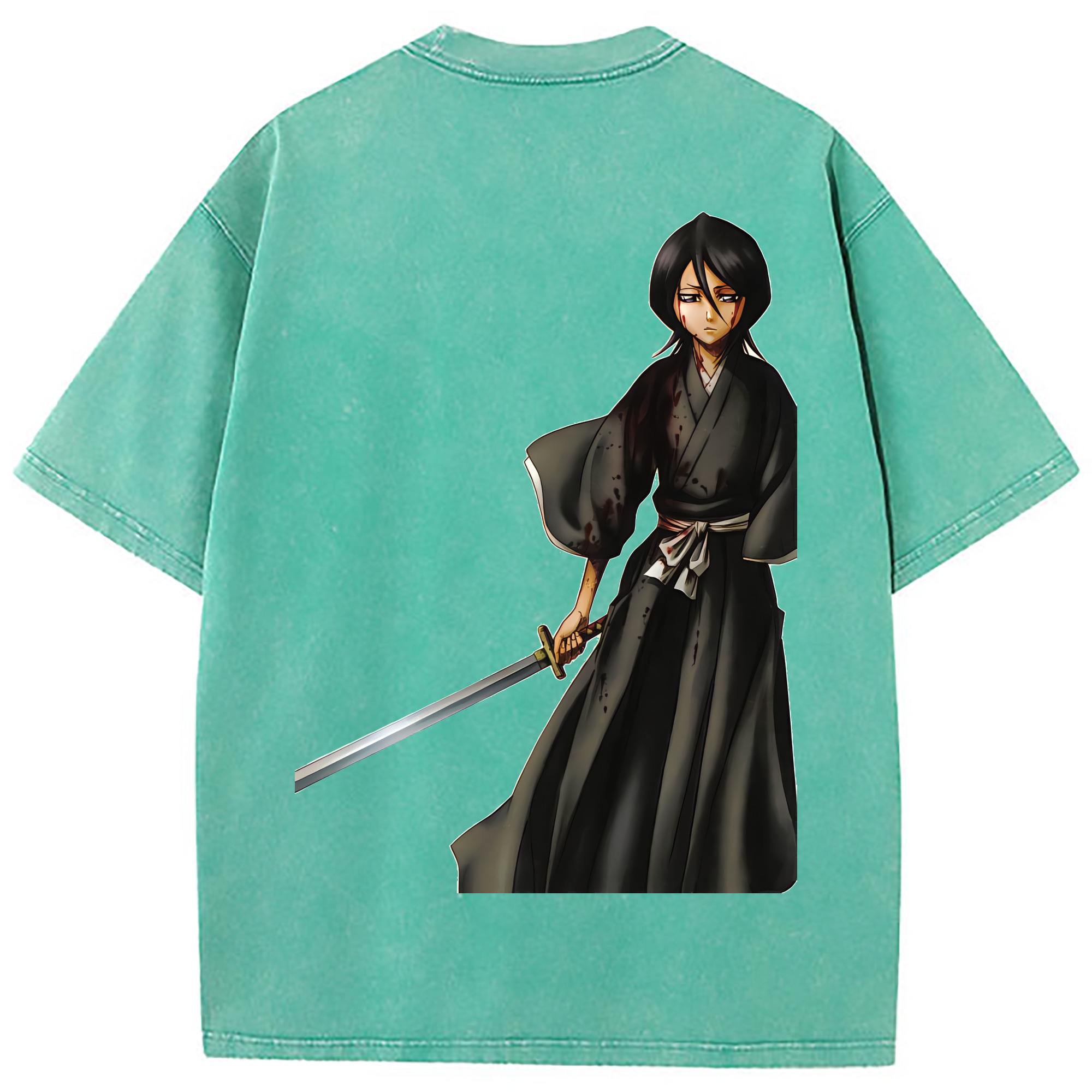 （画像用） ブリーチ 朽木ルキア BLEACH Kuchiki Rukia 綿100% ヴィンテージ風 半袖Tシャツ（背面プリント）